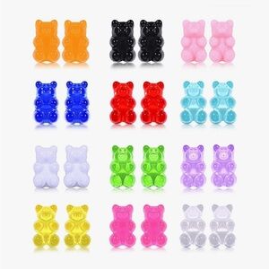 Colorful Gummy Bear Stud Earrings - Choose 1